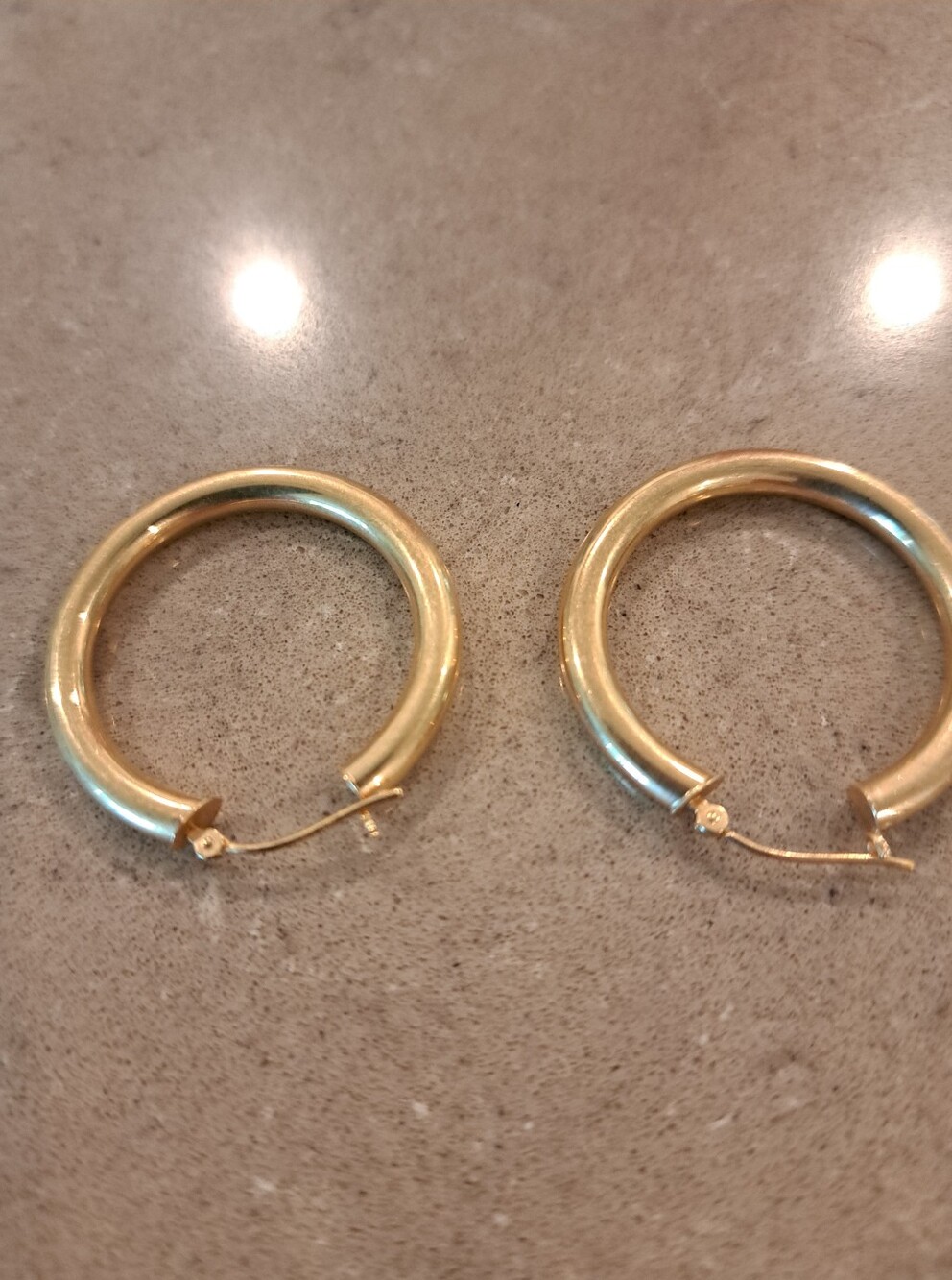 Classic 14k Thicker Gold Hoop Earrings - Polished Gold Tone